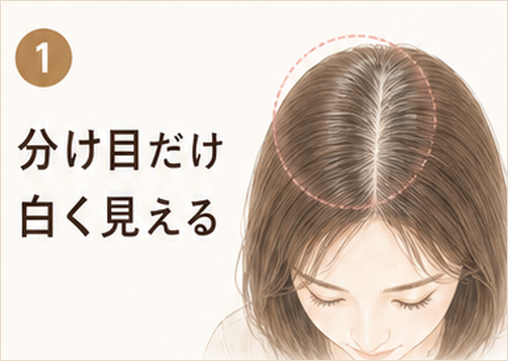 分け目だけ白く見える