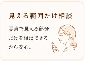 見える範囲だけ相談。写真で見える部分だけを相談できるから安心。